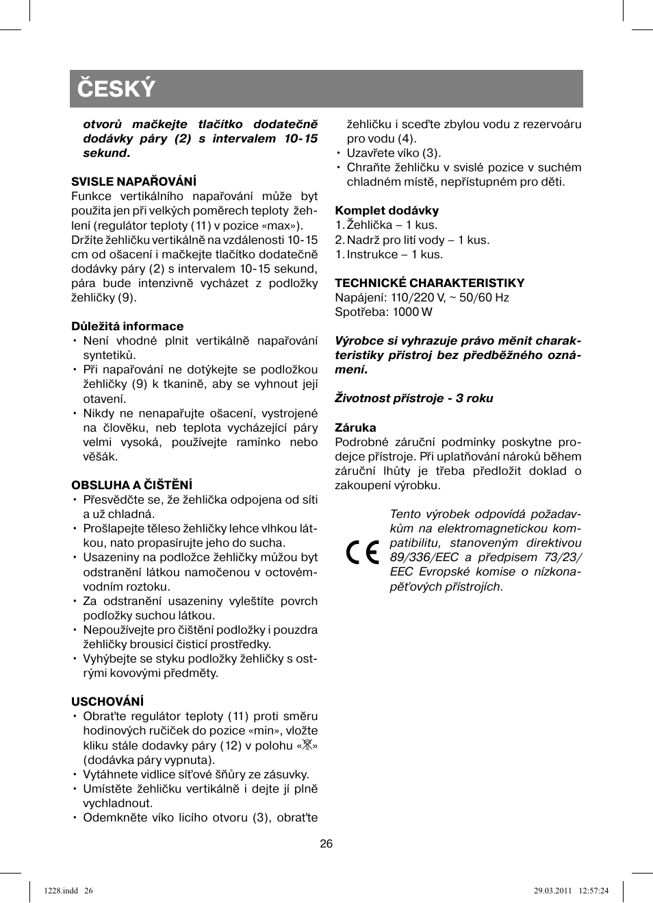 Český | Vitek VT-1228 User Manual | Page 26 / 40