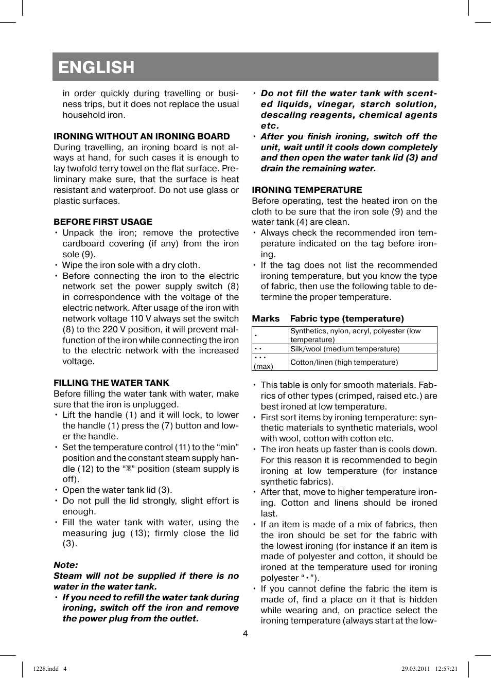 English | Vitek VT-1228 User Manual | Page 4 / 40