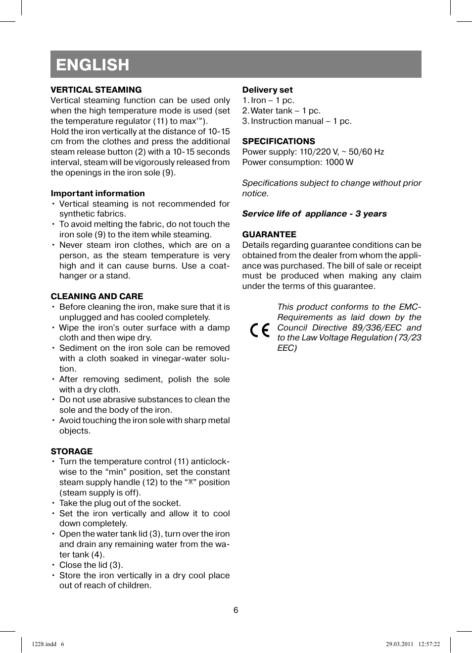 English | Vitek VT-1228 User Manual | Page 6 / 40