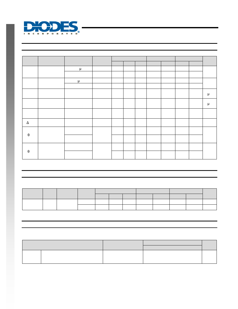 Single inverter gate, New prod uc t electrical characteristics, Switching characteristics | Operating characteristics | Diodes 74AHCT1G04 User Manual | Page 4 / 8