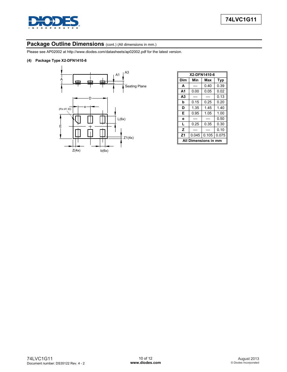 Diodes 74LVC1G11 User Manual | Page 10 / 12