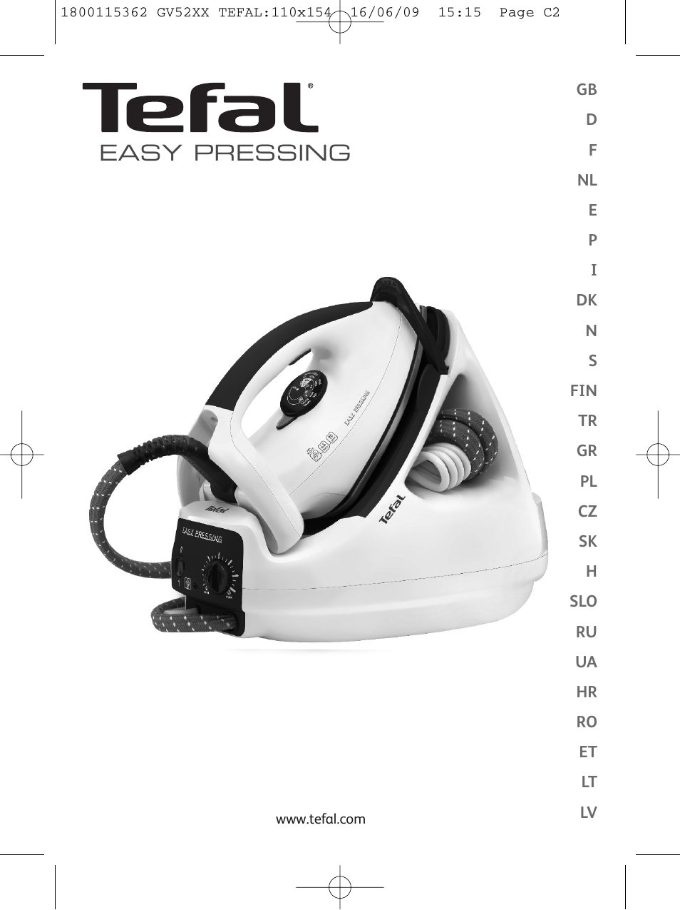 Easy pressing | Tefal EasyCord Pressing GV5240 User Manual | Page 2 / 134