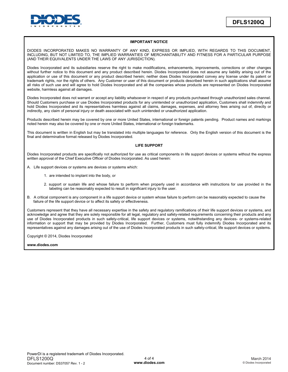 Dfls1200q | Diodes DFLS1200Q User Manual | Page 4 / 4