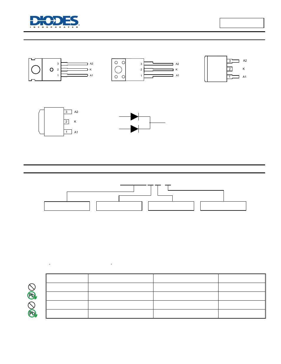 Pin assignments, Ordering information | Diodes MBR20100C User Manual | Page 2 / 13