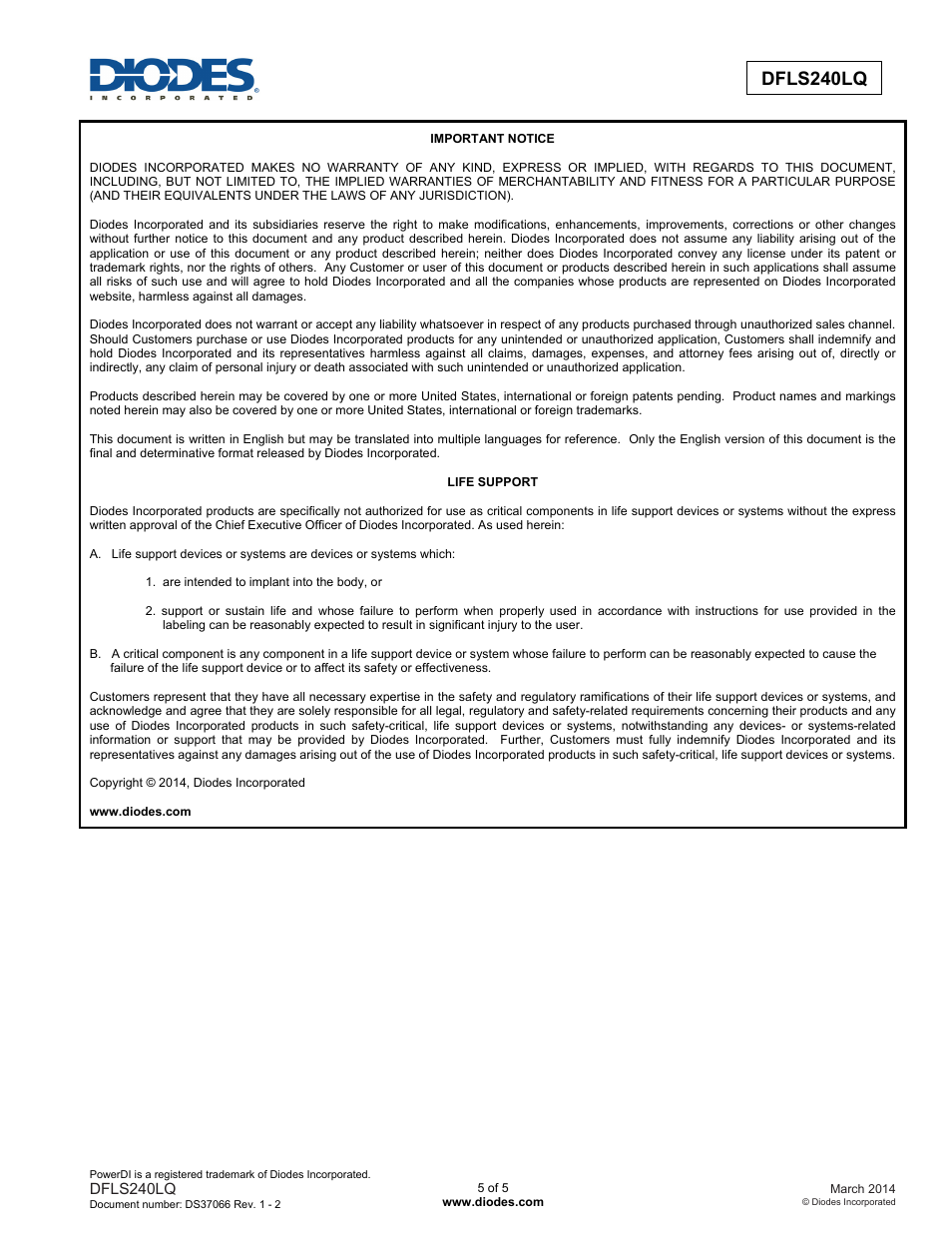 Dfls240lq | Diodes DFLS240LQ User Manual | Page 5 / 5
