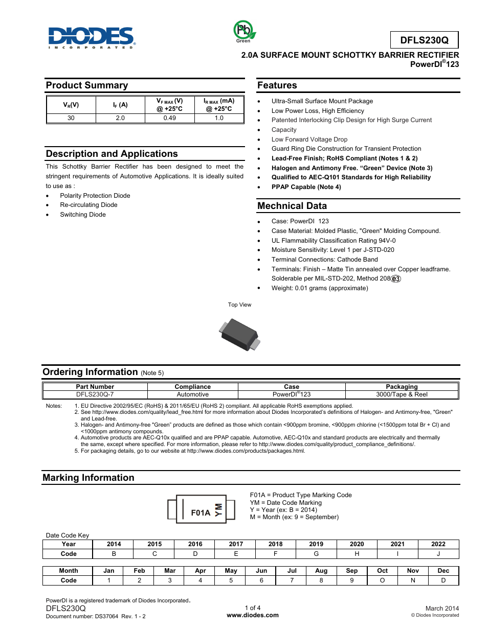 Diodes DFLS230Q User Manual | 4 pages