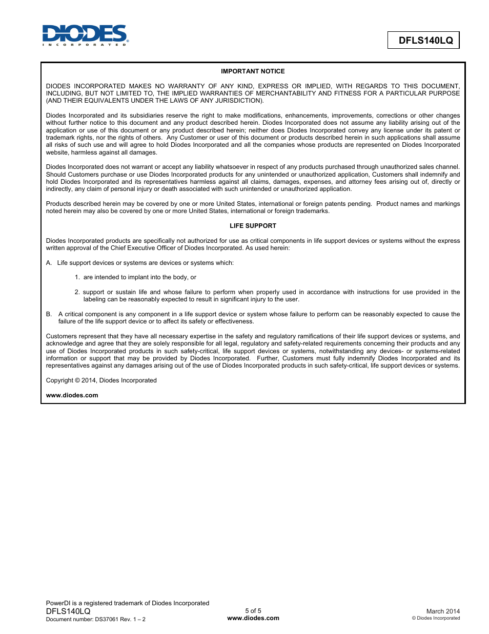 Dfls140lq | Diodes DFLS140LQ User Manual | Page 5 / 5