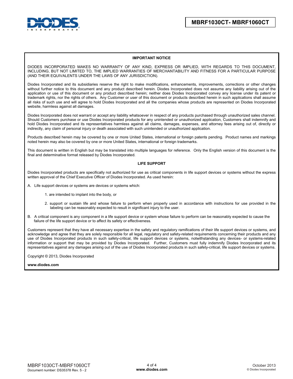 Diodes MBRF1030CT- MBRF1060CT User Manual | Page 4 / 4