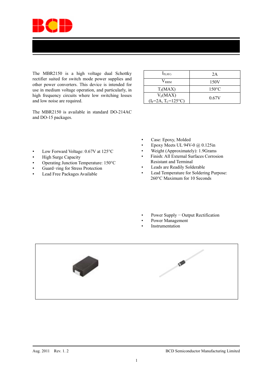 Diodes MBR2150 User Manual | 7 pages