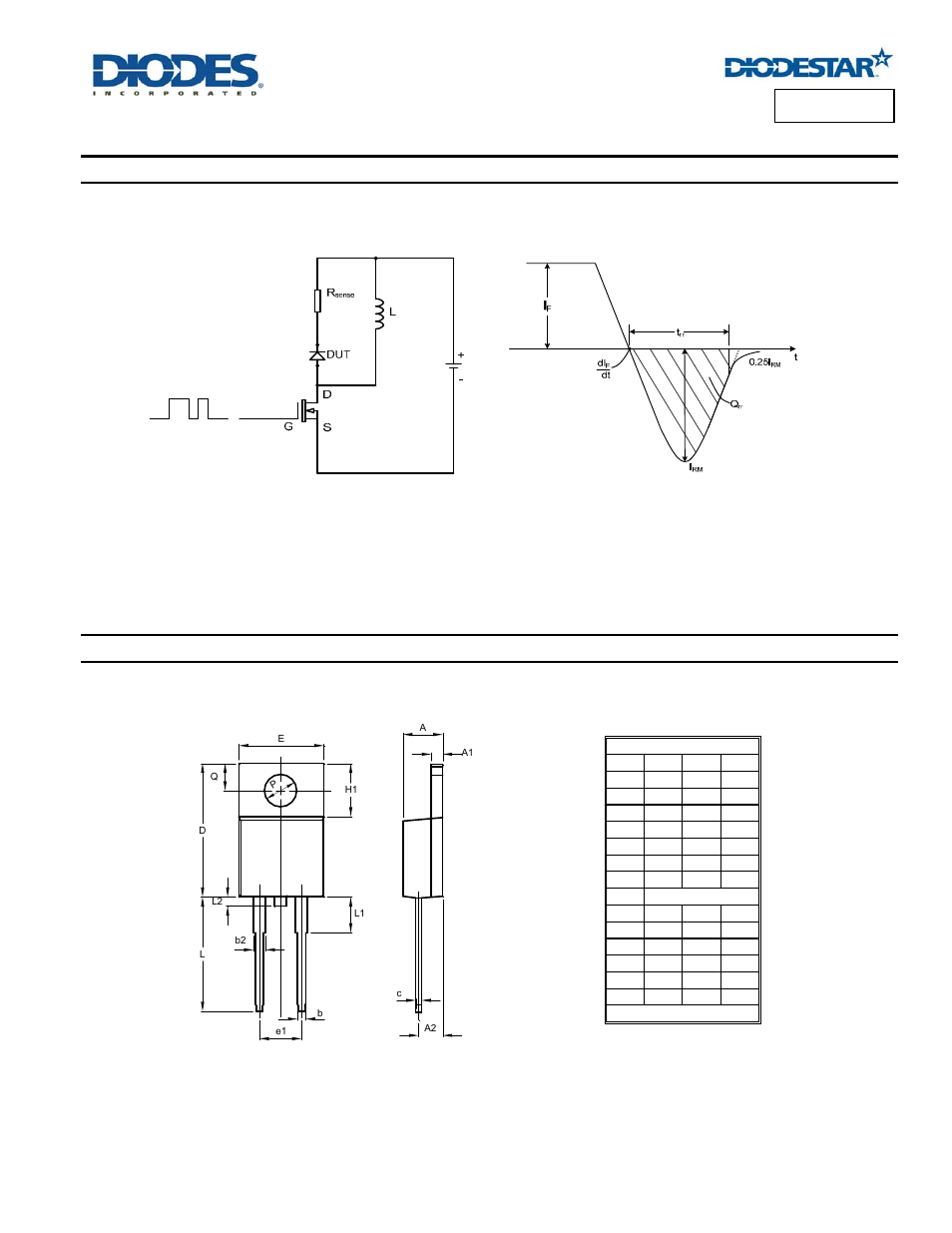 Package outline dimensions, Test circuit, Waveform and definitions | Diodes DSR8A600 User Manual | Page 5 / 6