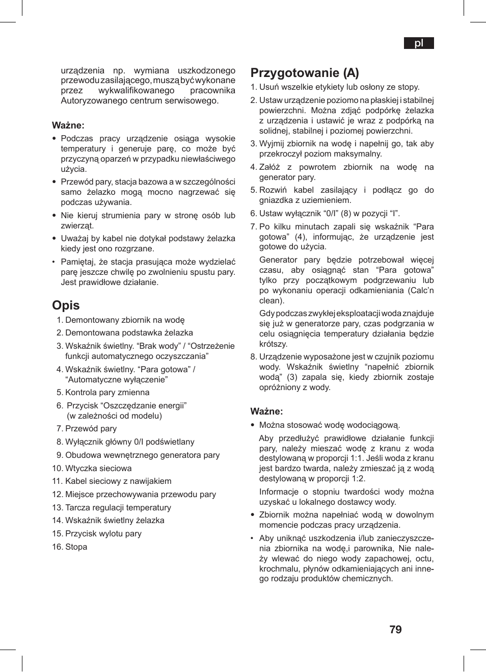 Opis, Przygotowanie (a) | Bosch TDS 3530 User Manual | Page 79 / 114