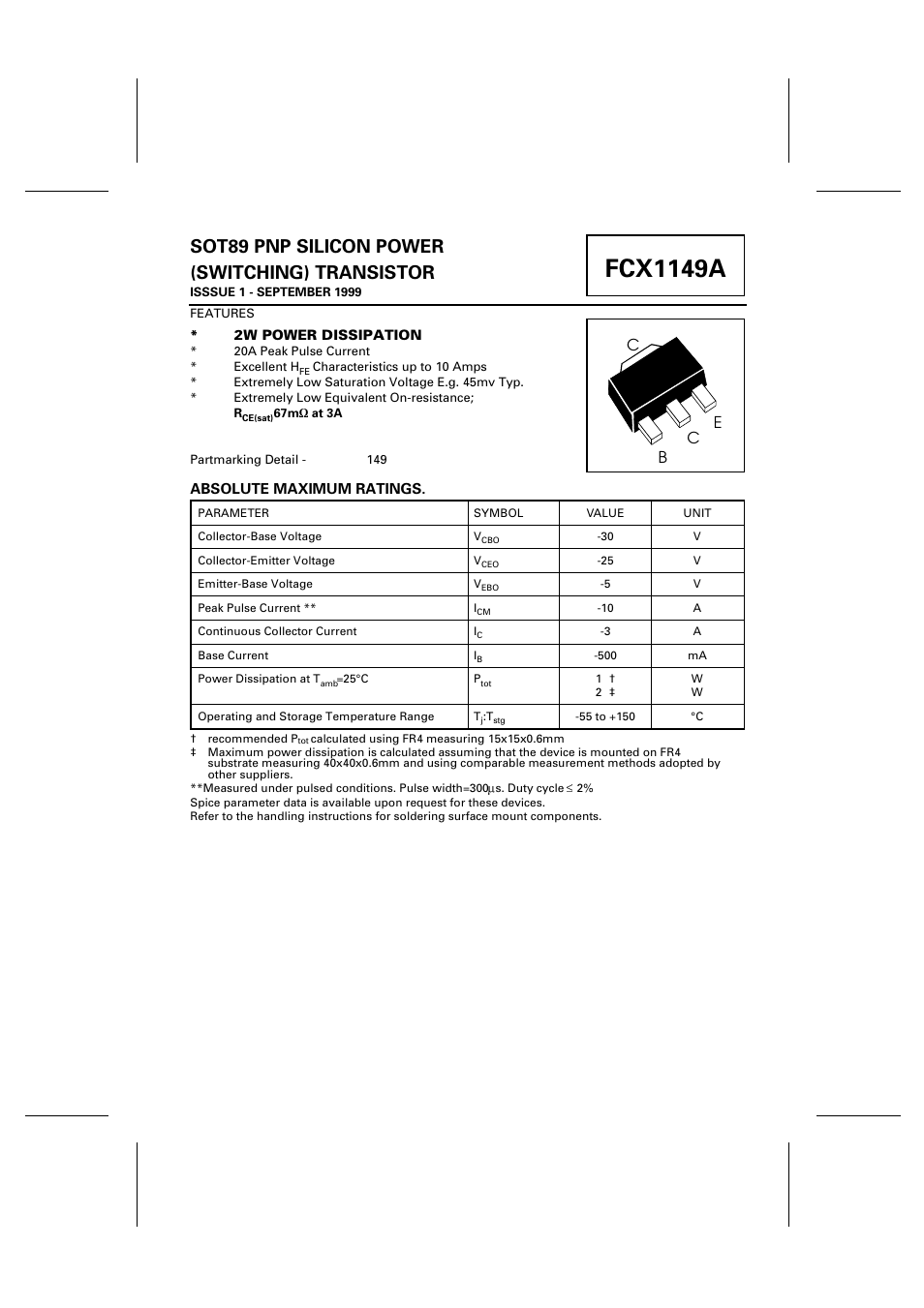 Diodes FCX1149A User Manual | 3 pages