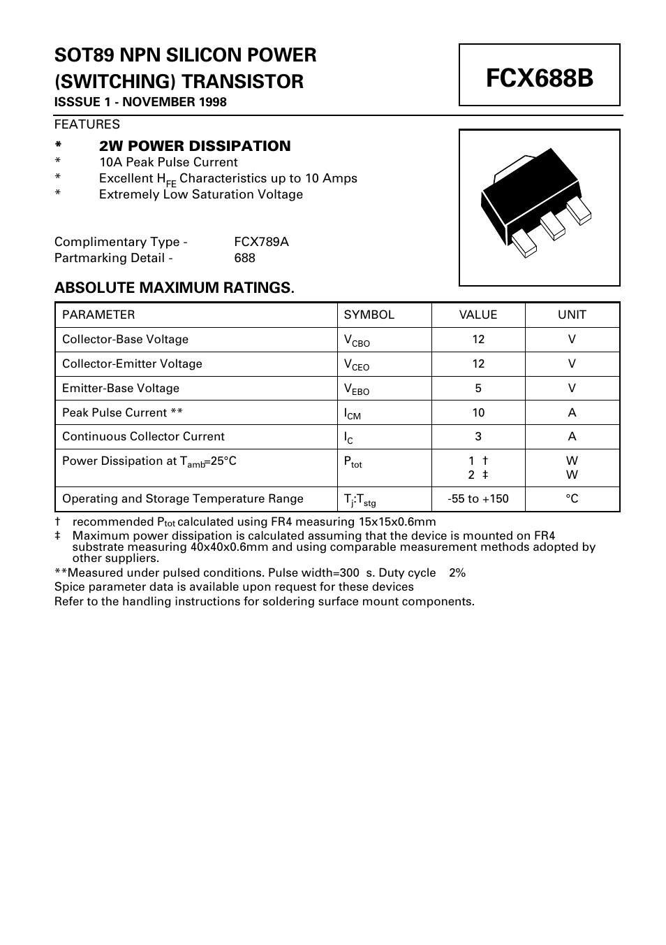 Diodes FCX688B User Manual | 3 pages