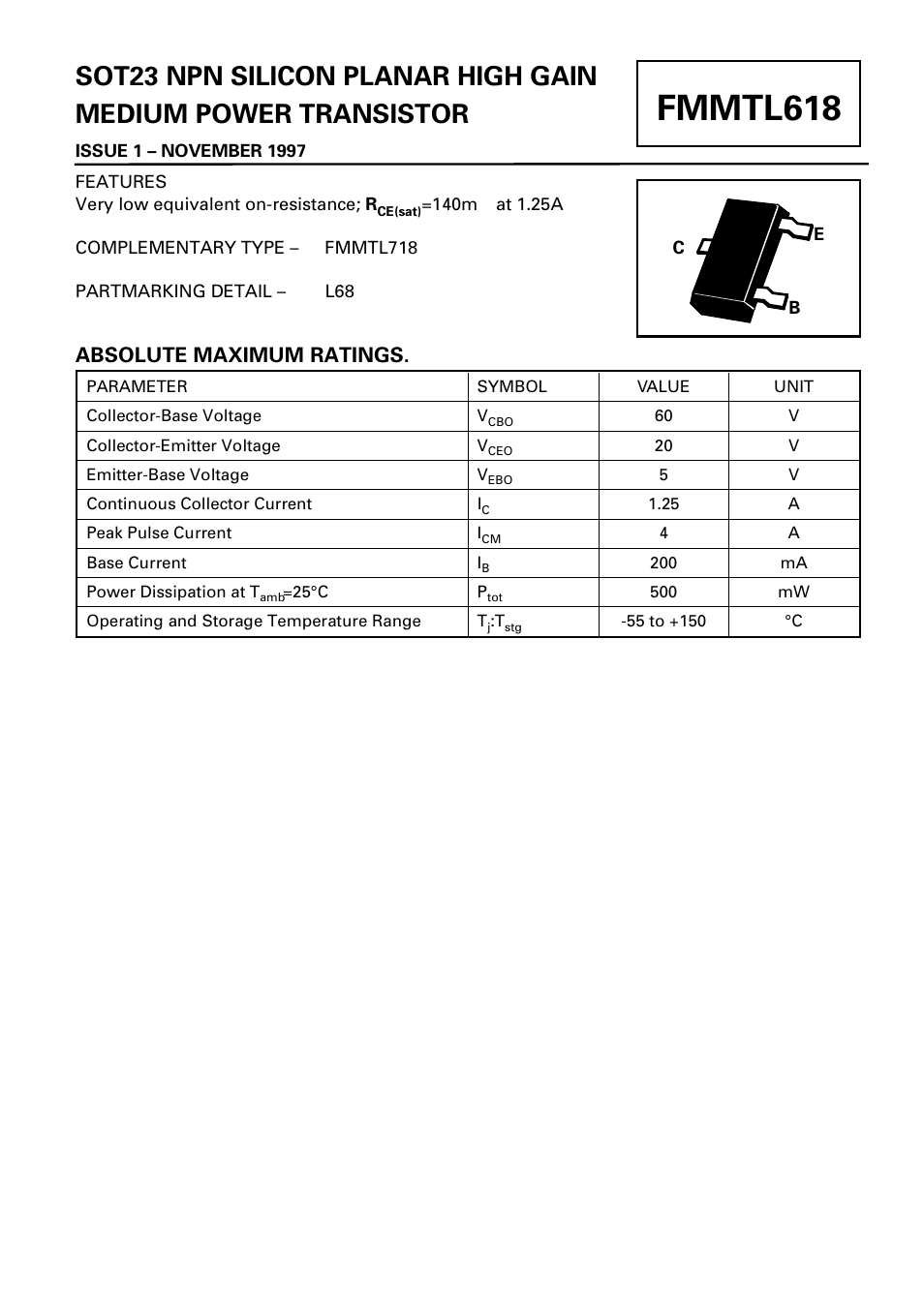 Diodes FMMTL618 User Manual | 3 pages