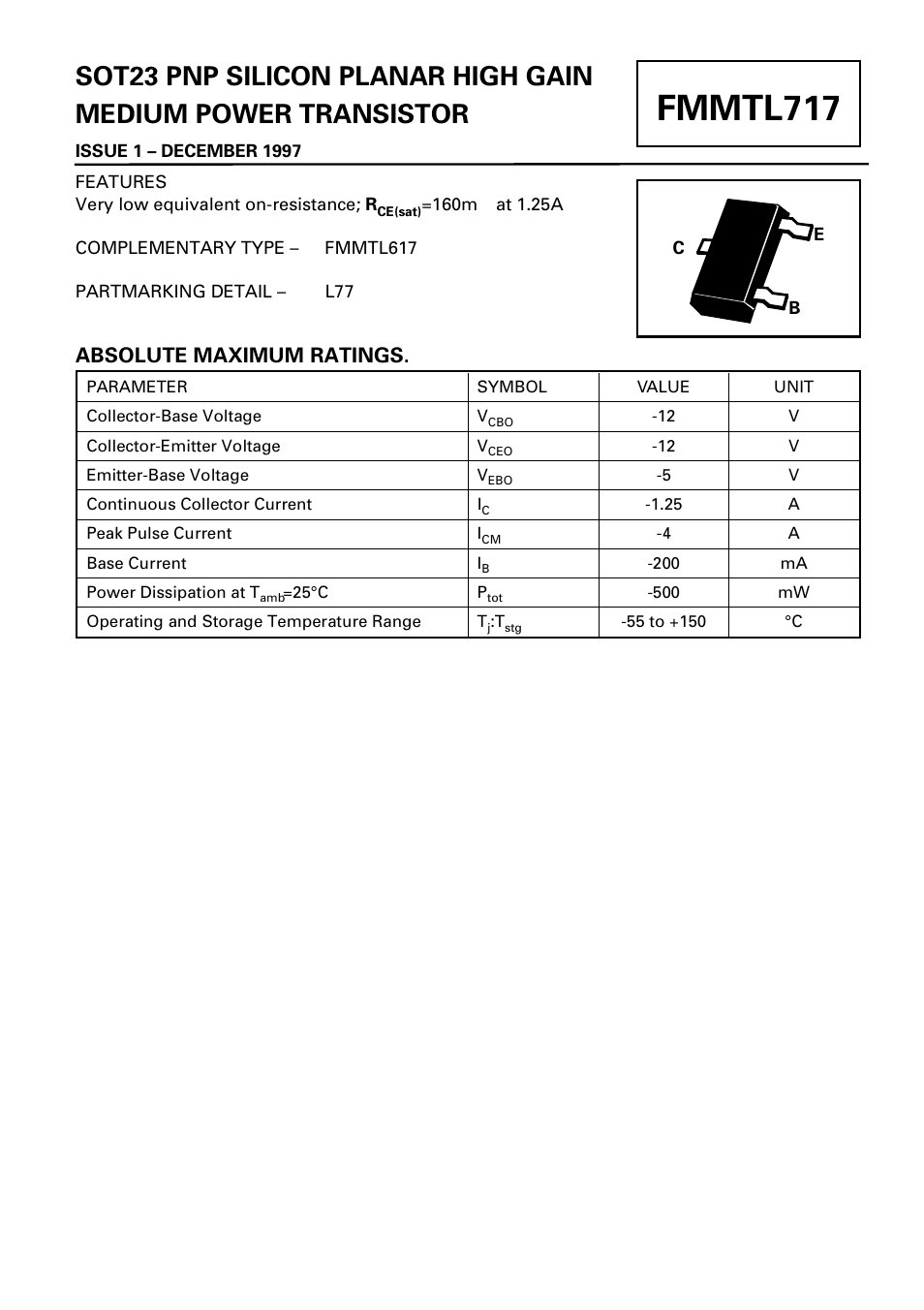 Diodes FMMTL717 User Manual | 3 pages