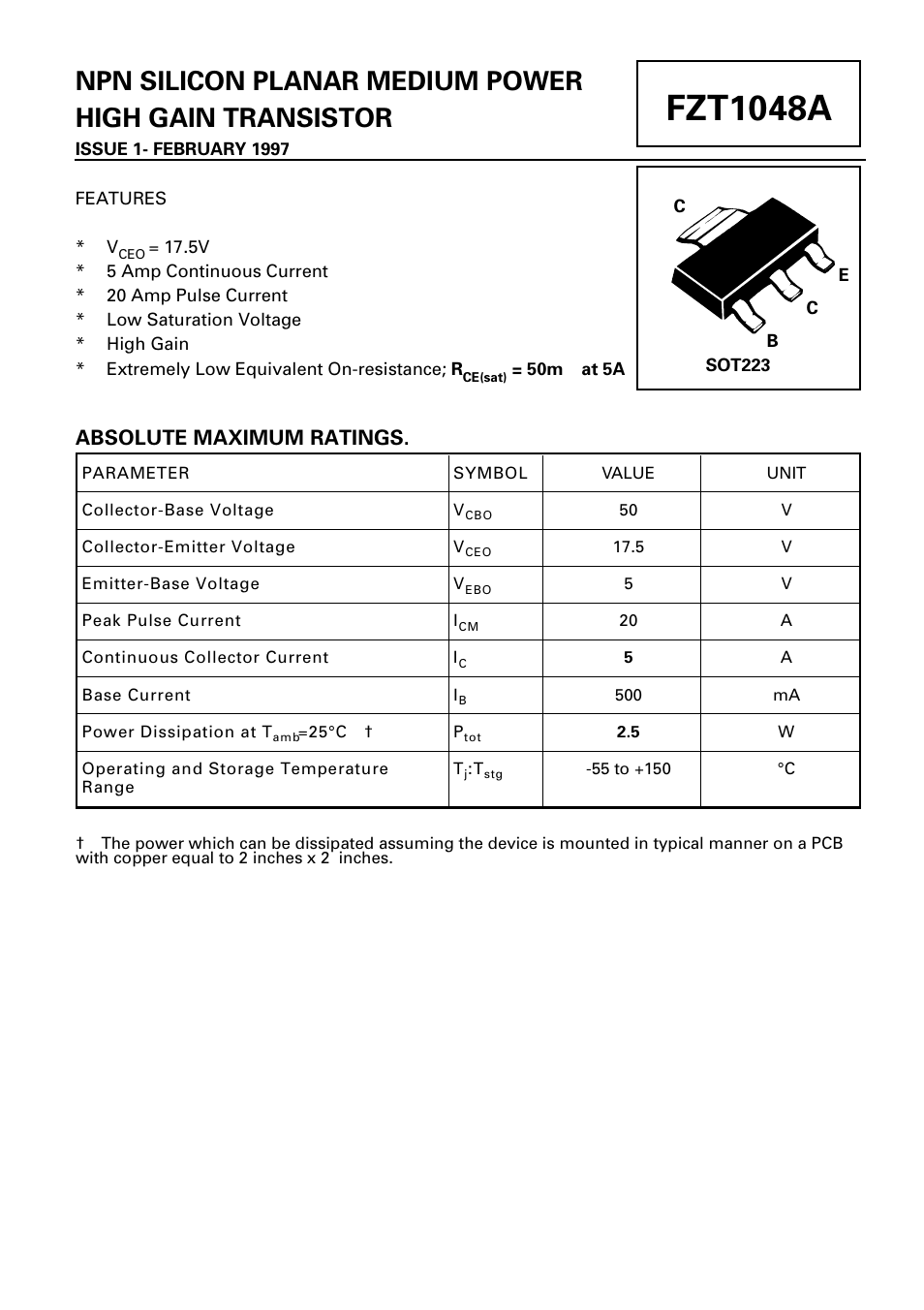 Diodes FZT1048A User Manual | 3 pages