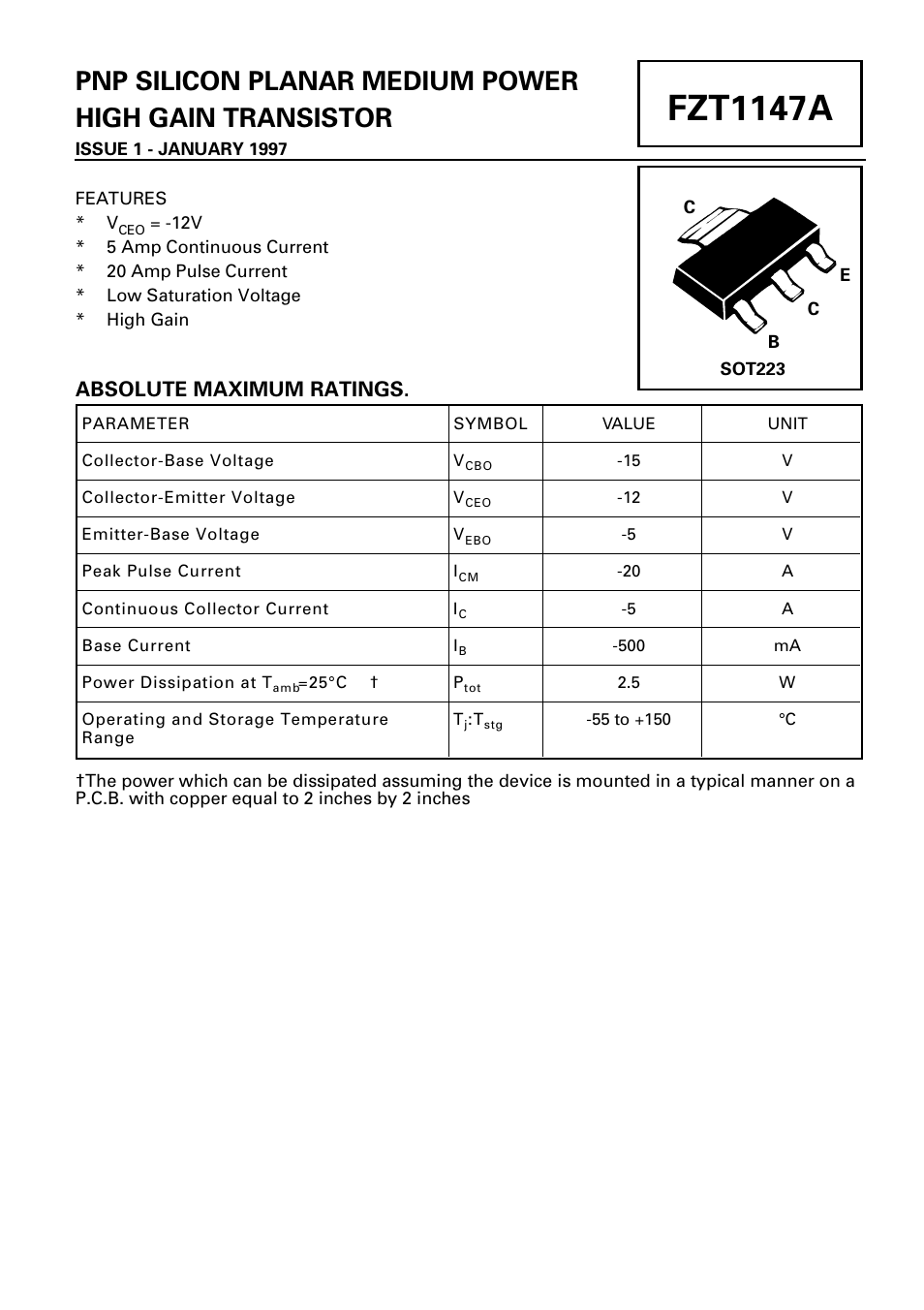 Diodes FZT1147A User Manual | 4 pages