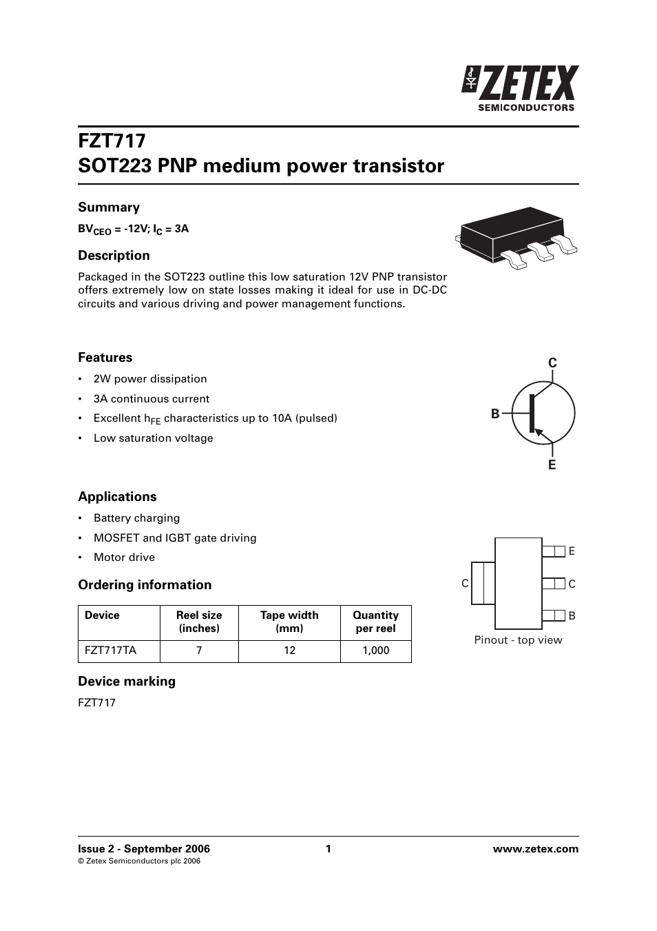 Diodes FZT717 SOT223 User Manual | 6 pages