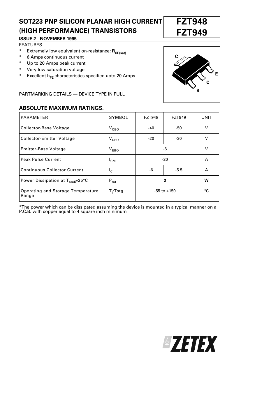 Diodes FZT949 User Manual | 5 pages