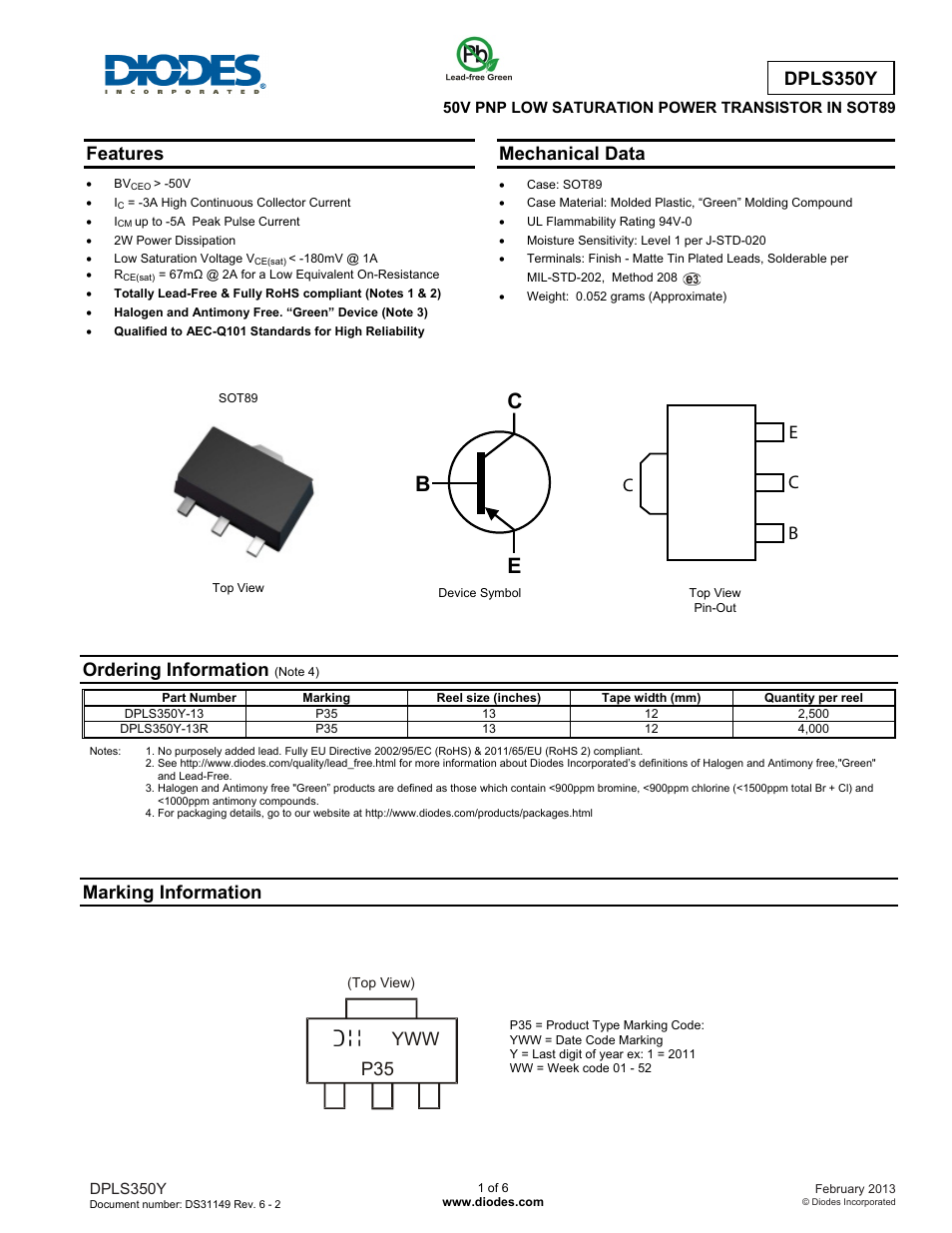 Diodes DPLS350Y User Manual | 6 pages