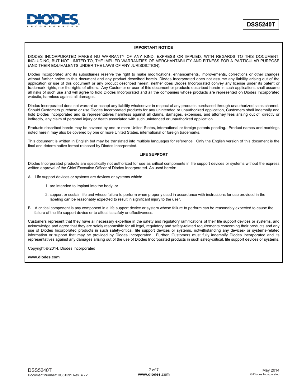 Dss5240t new prod uc t | Diodes DSS5240T User Manual | Page 7 / 7