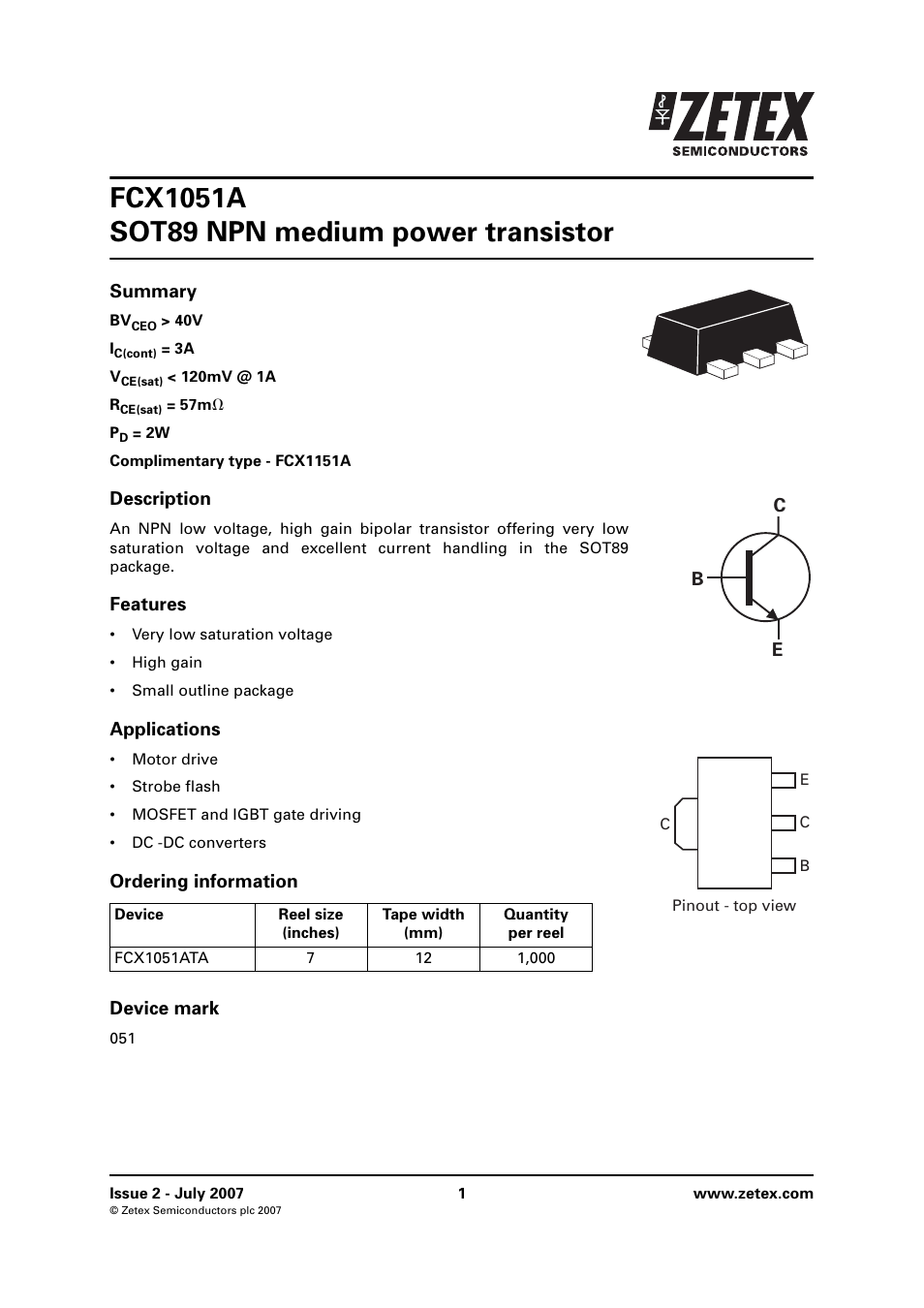 Diodes FCX1051A User Manual | 6 pages