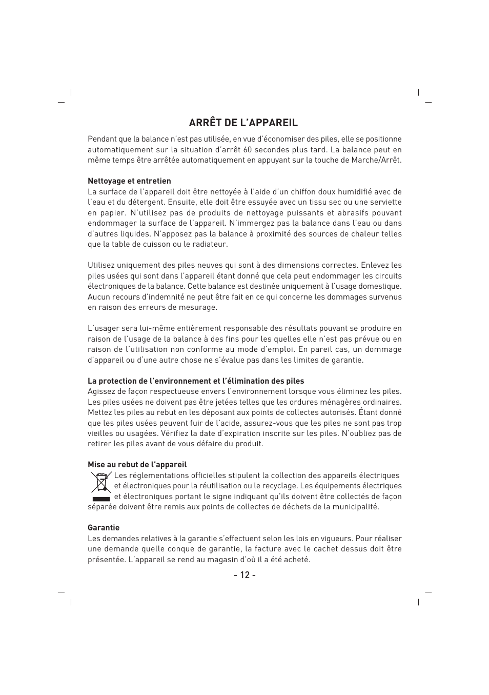 Arrêt de l’appareil | SINBO SKS 4515 User Manual | Page 13 / 41