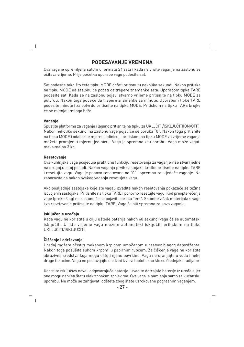 Podeˇsavanje vremena | SINBO SKS 4515 User Manual | Page 28 / 41