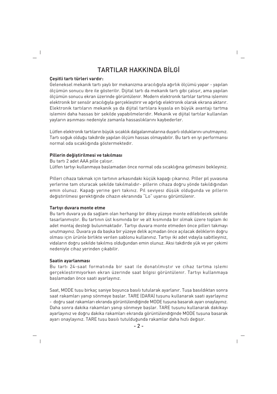 Tartilar hakkinda b‹lg | SINBO SKS 4515 User Manual | Page 3 / 41