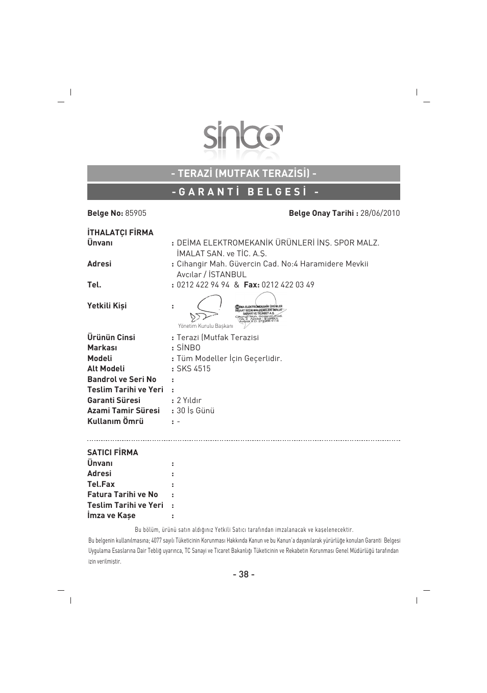 SINBO SKS 4515 User Manual | Page 39 / 41