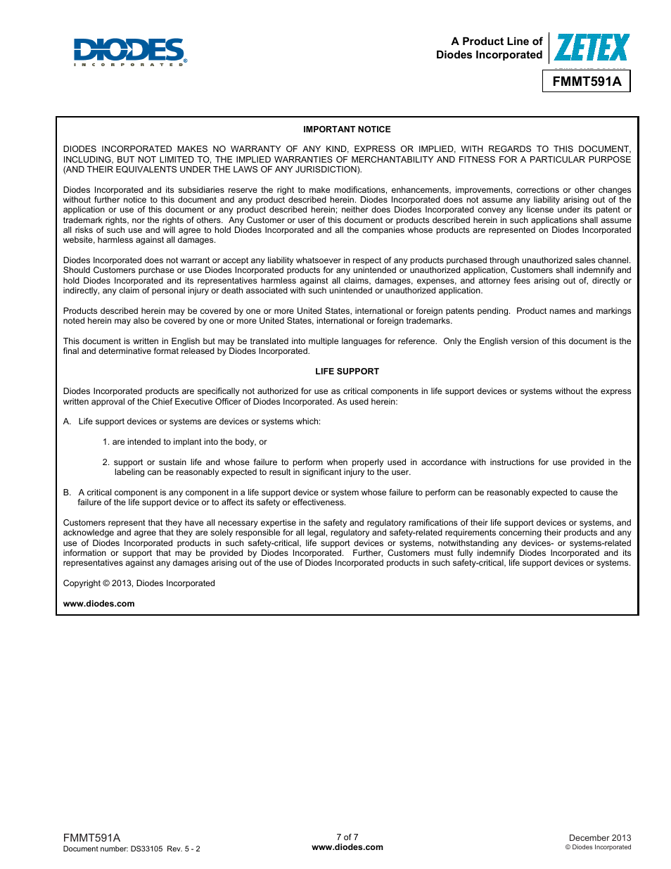 Fmmt591a | Diodes FMMT591A User Manual | Page 7 / 7