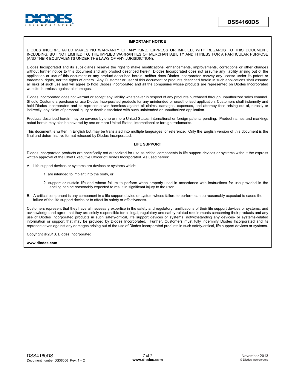 Dss4160ds | Diodes DSS4160DS User Manual | Page 7 / 7