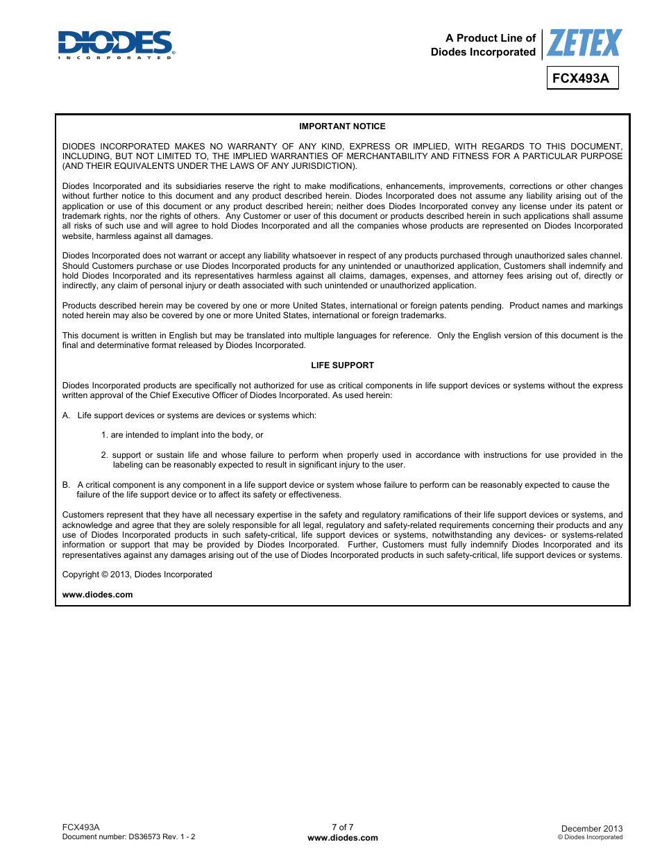 Fcx493a | Diodes FCX493A User Manual | Page 7 / 7
