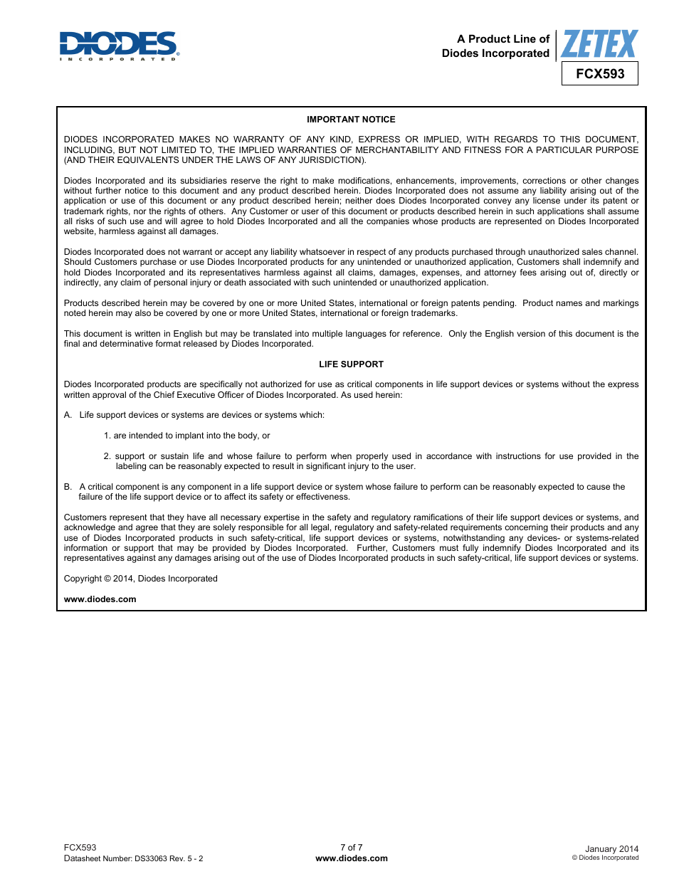 Fcx593 | Diodes FCX593 User Manual | Page 7 / 7
