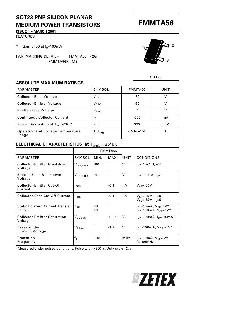 Diodes FMMTA56 User Manual | 1 page