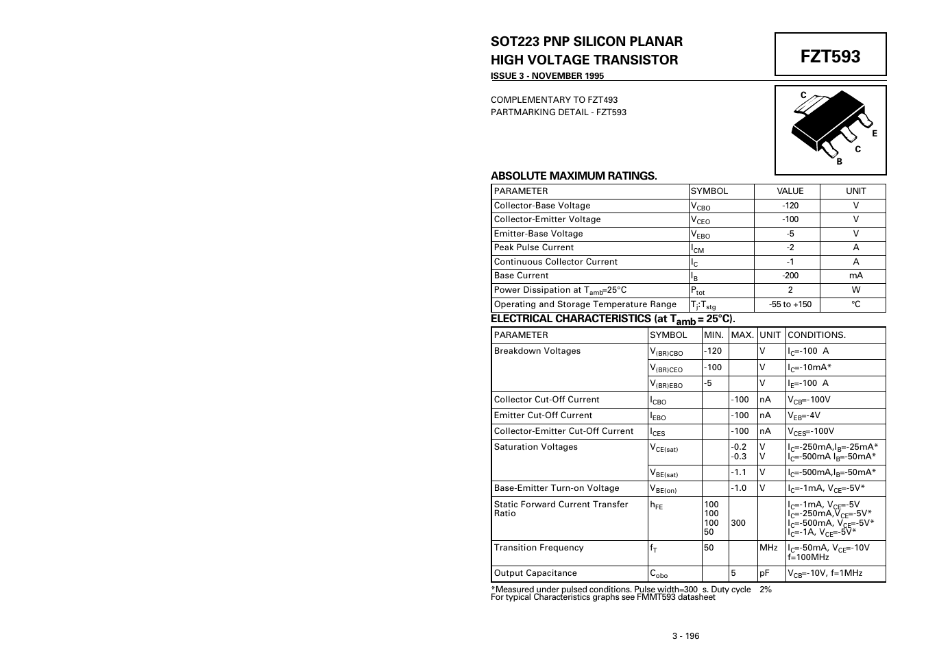 Diodes FZT593 User Manual | 1 page