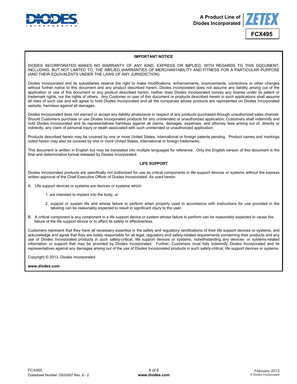 Fcx495 | Diodes FCX495 User Manual | Page 6 / 6