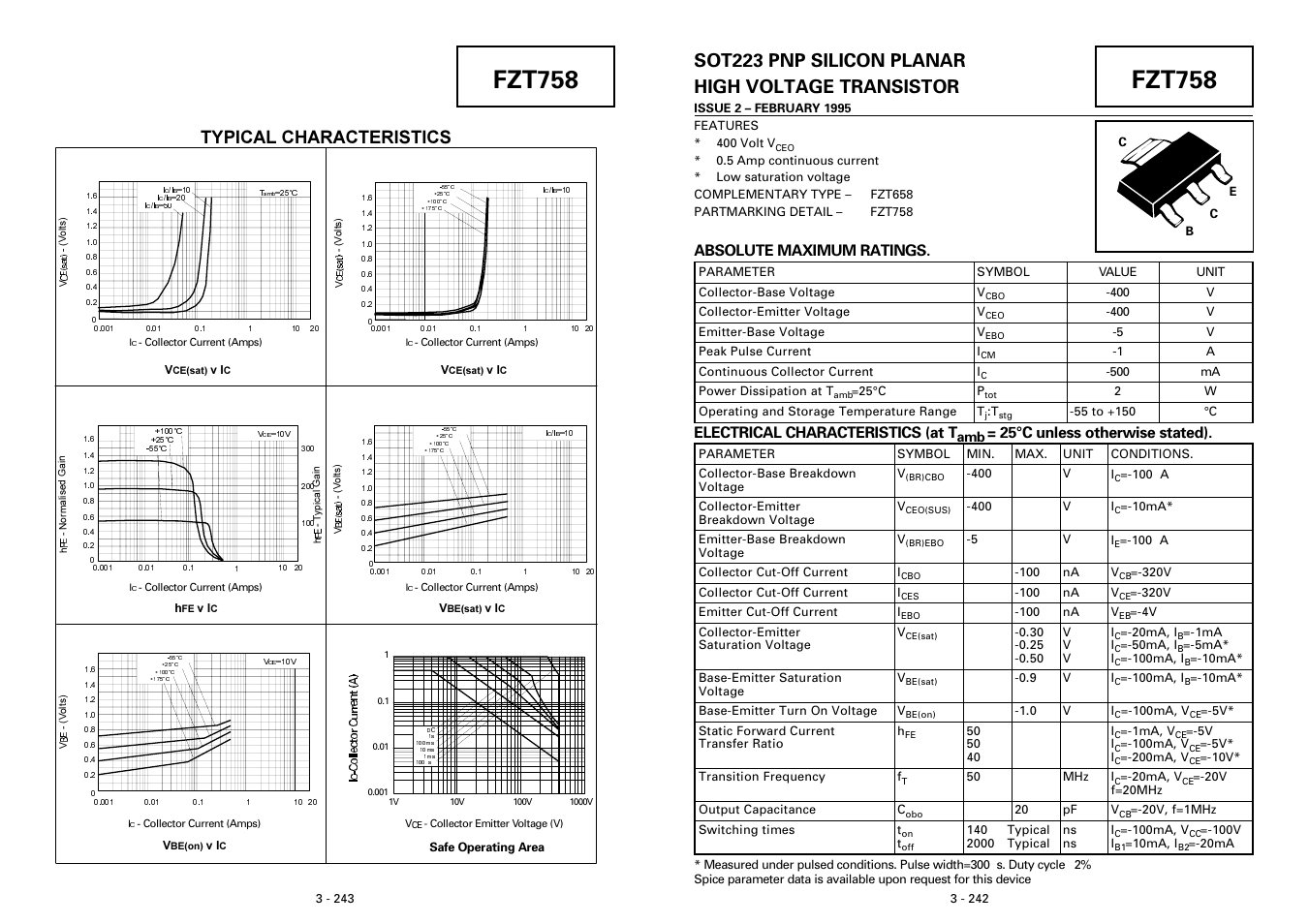 Diodes FZT758 User Manual | 2 pages