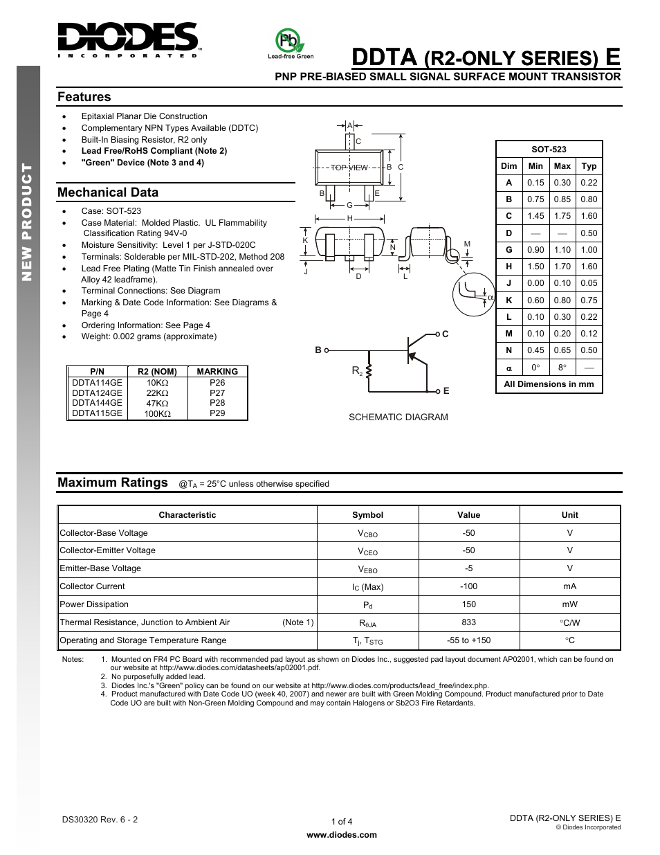 Diodes DDTA (R2-ONLY SERIES) E User Manual | 5 pages