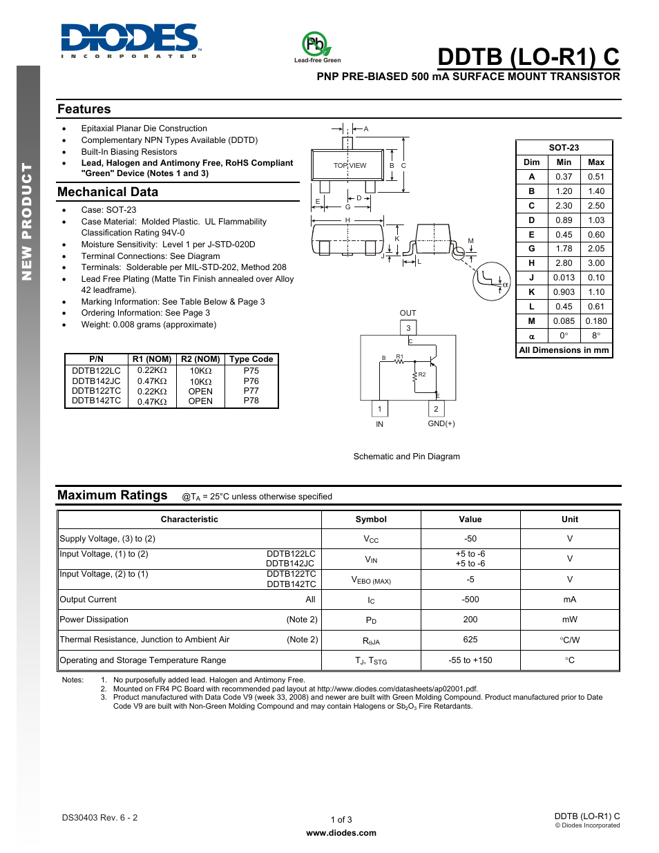 Diodes DDTB (LO-R1) C User Manual | 3 pages