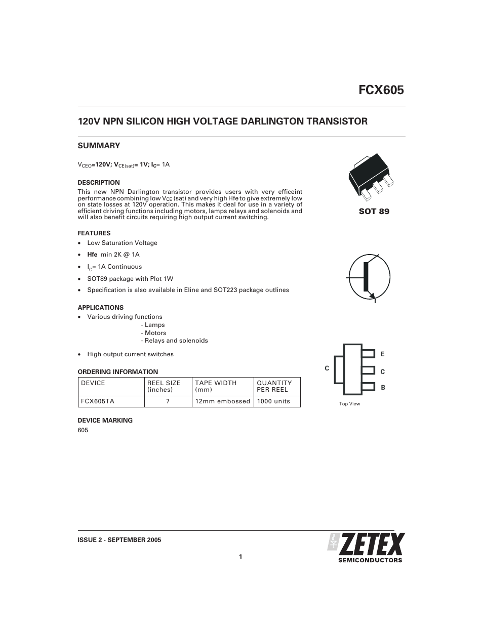 Diodes FCX605 User Manual | 5 pages