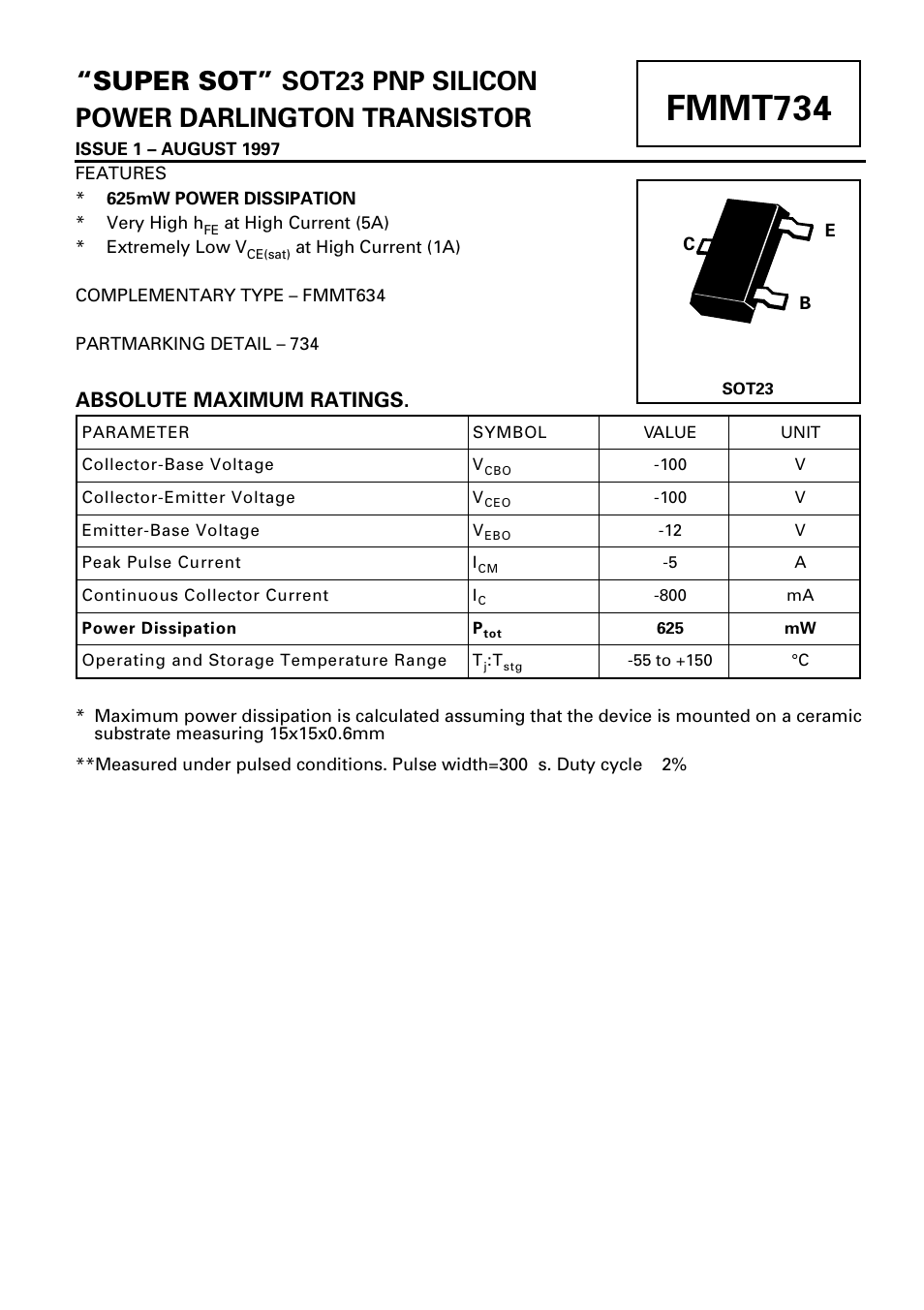 Diodes FMMT734 User Manual | 3 pages