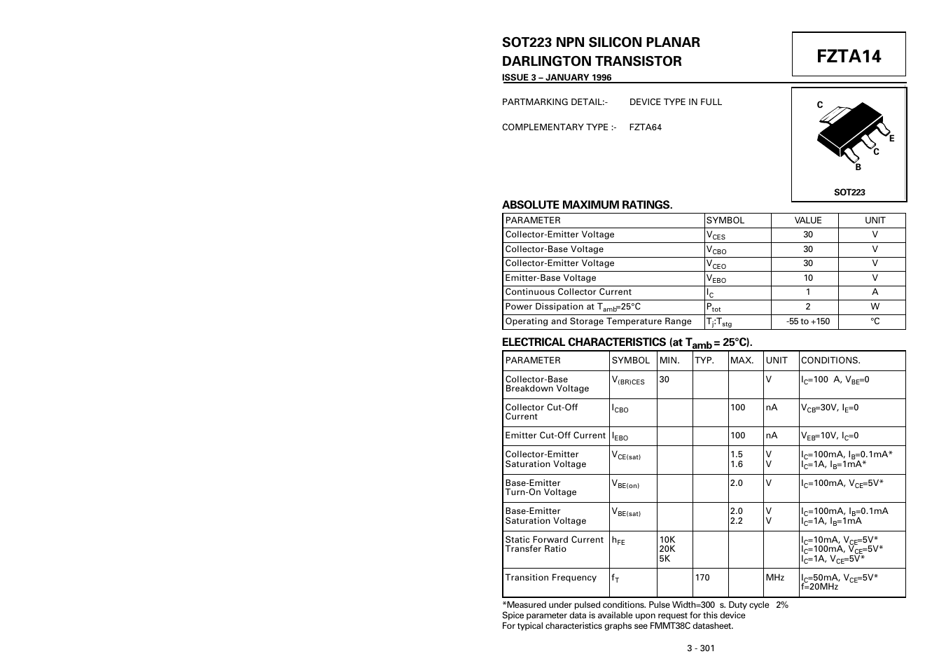 Diodes FZTA14 User Manual | 1 page