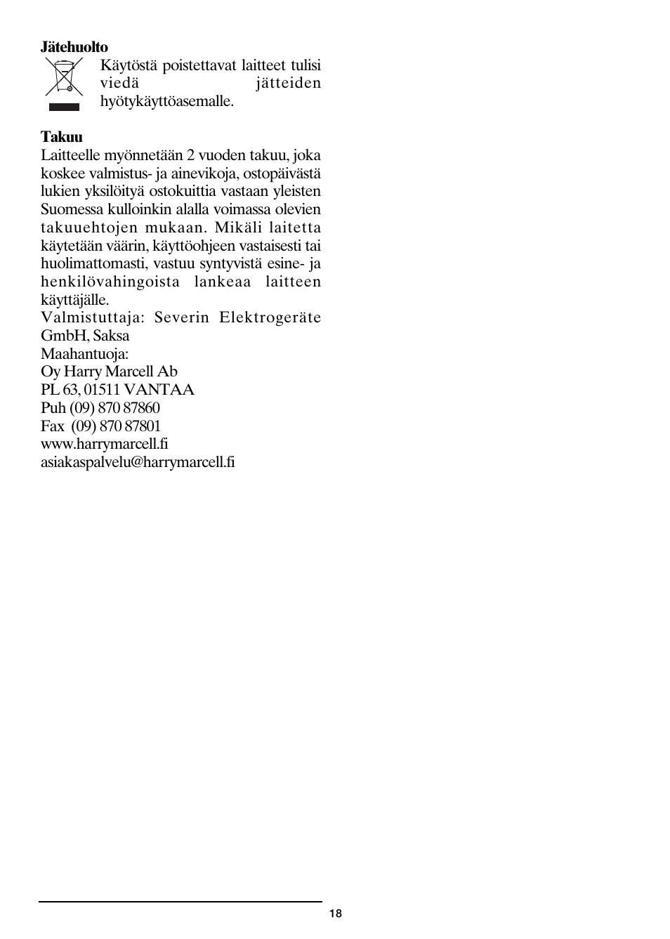 SEVERIN KW 3667 User Manual | Page 21 / 30
