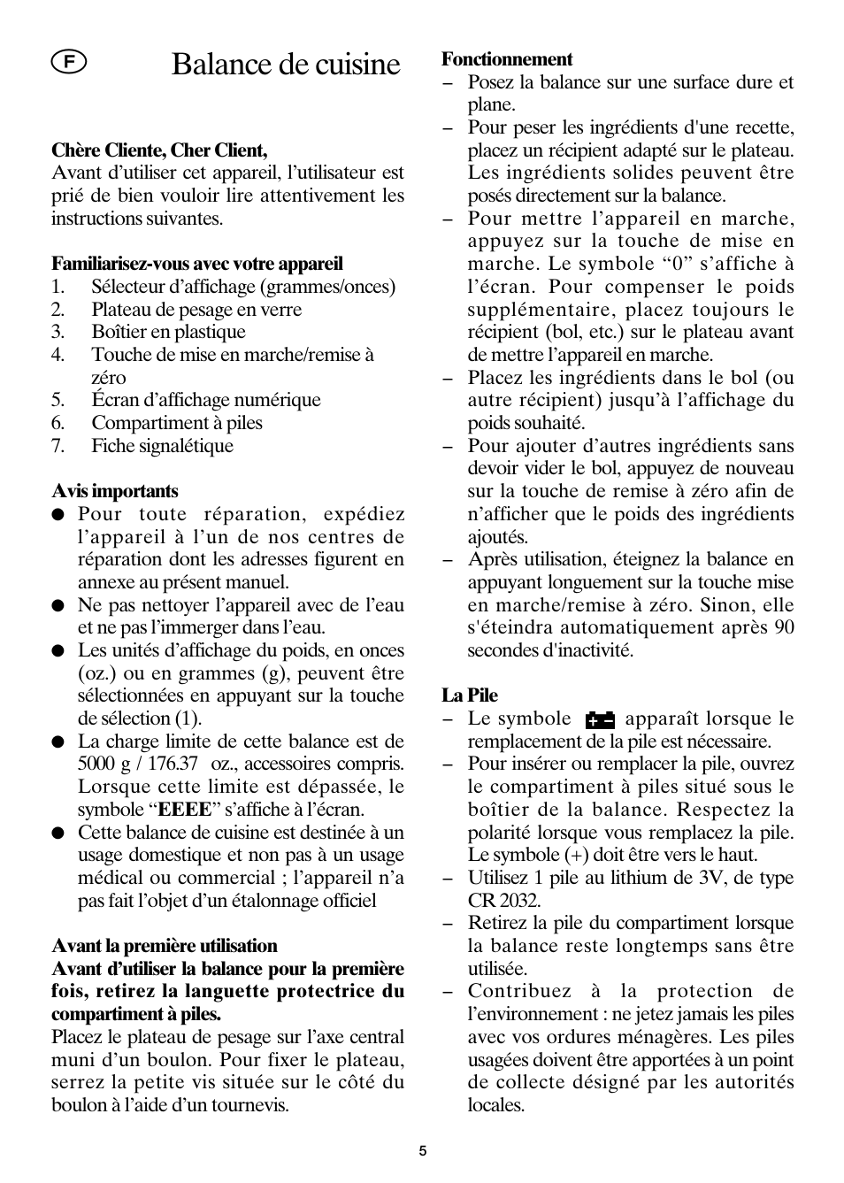 Balance de cuisine | SEVERIN KW 3667 User Manual | Page 8 / 30
