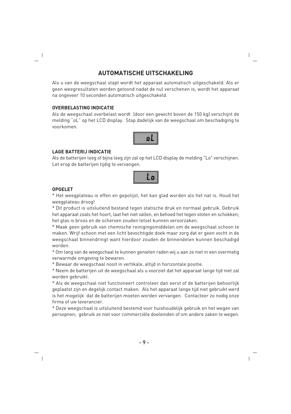 Automatische uitschakeling | SINBO SBS 4422 User Manual | Page 10 / 29