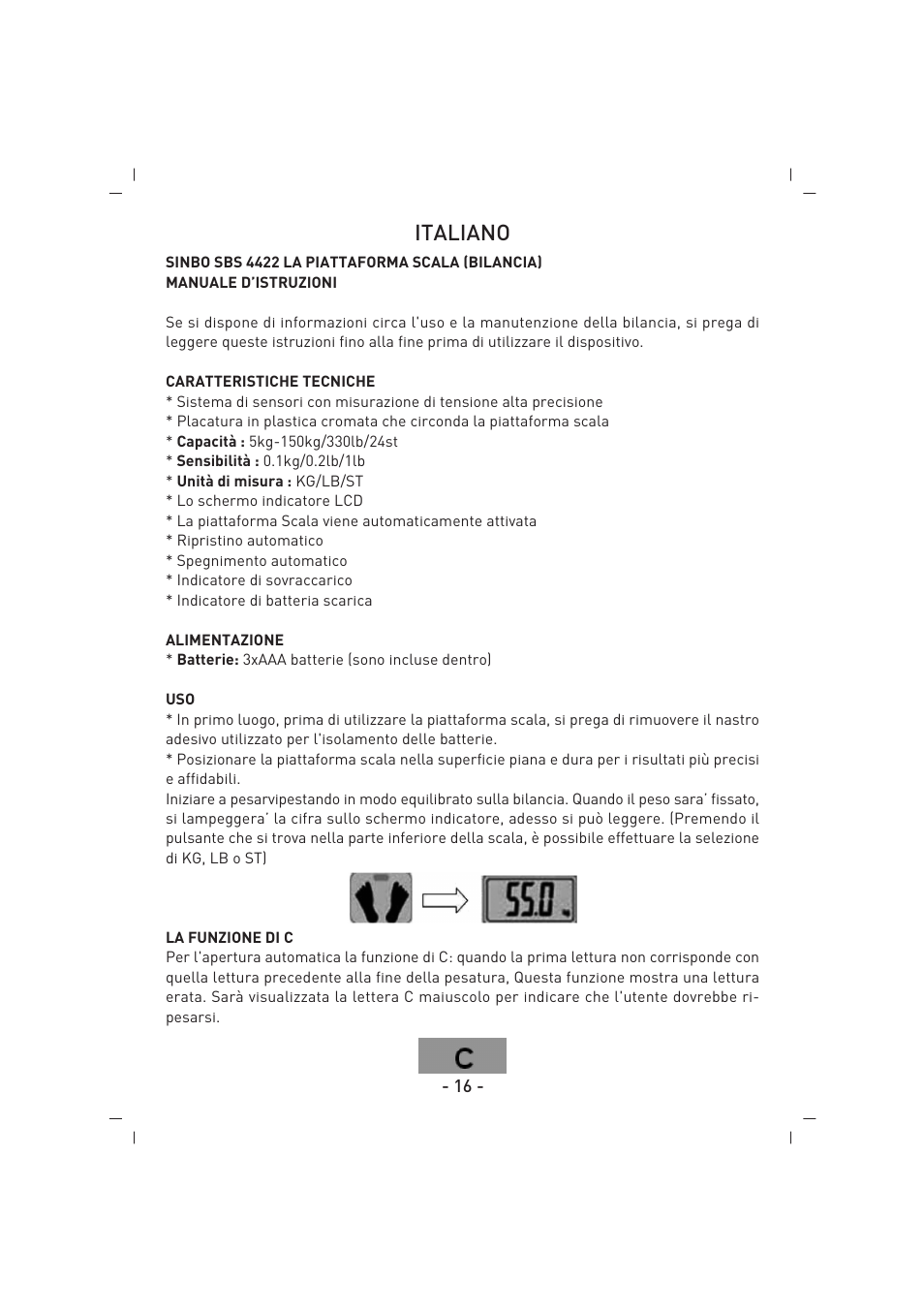 Italiano | SINBO SBS 4422 User Manual | Page 17 / 29