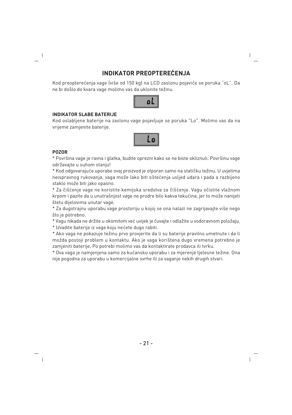 Indikator preoptere´cenja | SINBO SBS 4422 User Manual | Page 22 / 29