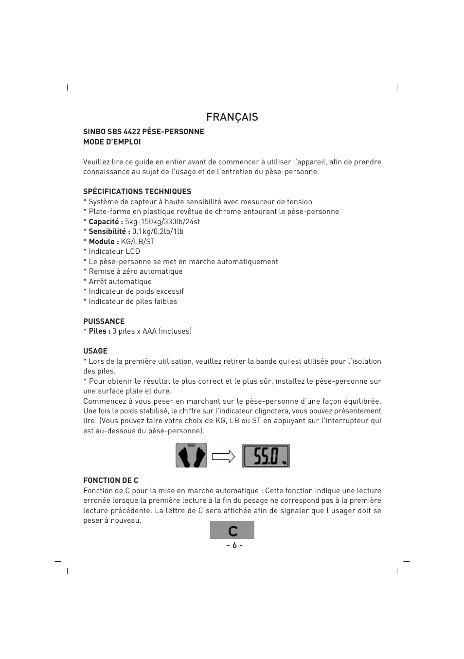 Français | SINBO SBS 4422 User Manual | Page 7 / 29