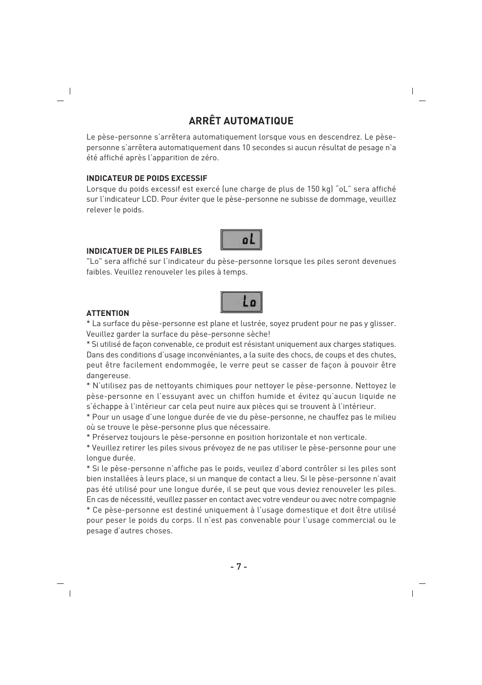 Arrêt automatique | SINBO SBS 4422 User Manual | Page 8 / 29